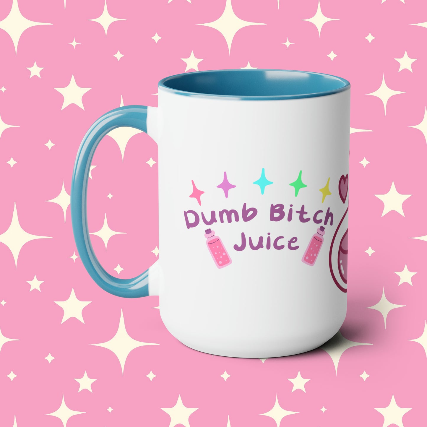 Dumb Bitch Juice Two-Tone Coffee Mugs, 15oz