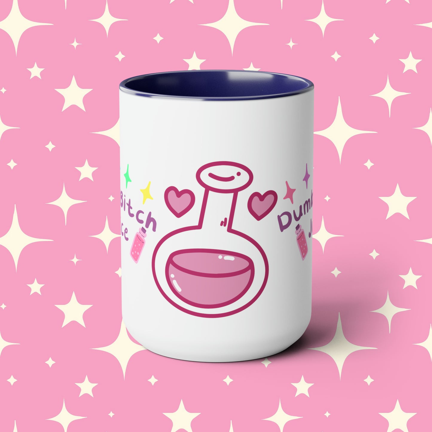 Dumb Bitch Juice Two-Tone Coffee Mugs, 15oz