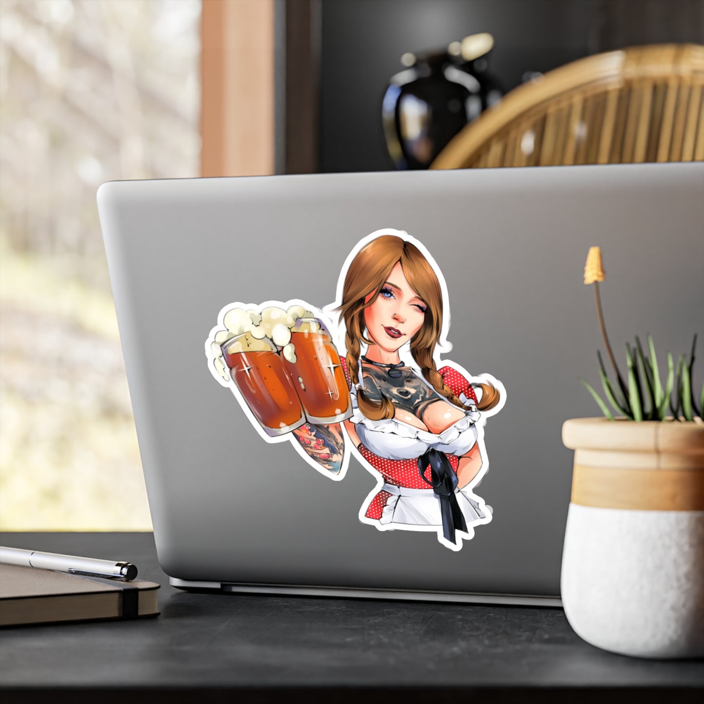 Oktoberfest Beer Girl Vinyl Sticker — Kiss-Cut Decal