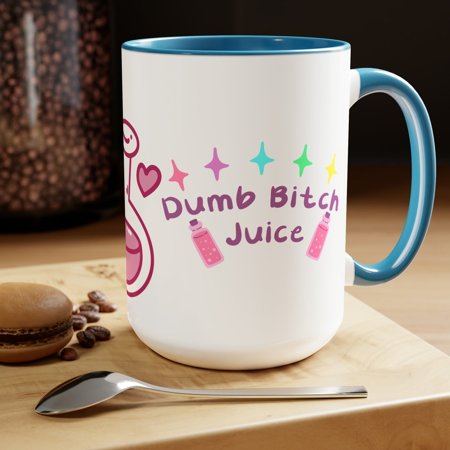 Dumb Bitch Juice Two-Tone Coffee Mugs, 15oz