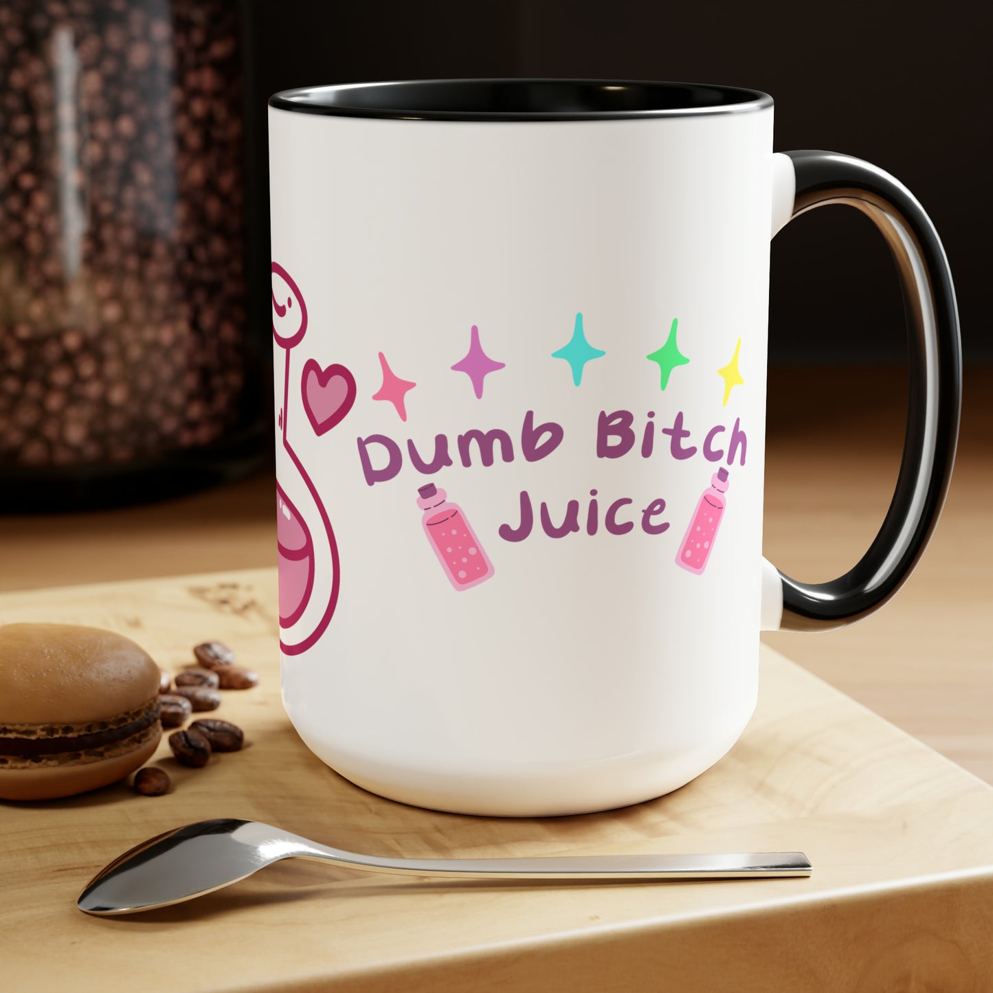 Dumb Bitch Juice Two-Tone Coffee Mugs, 15oz