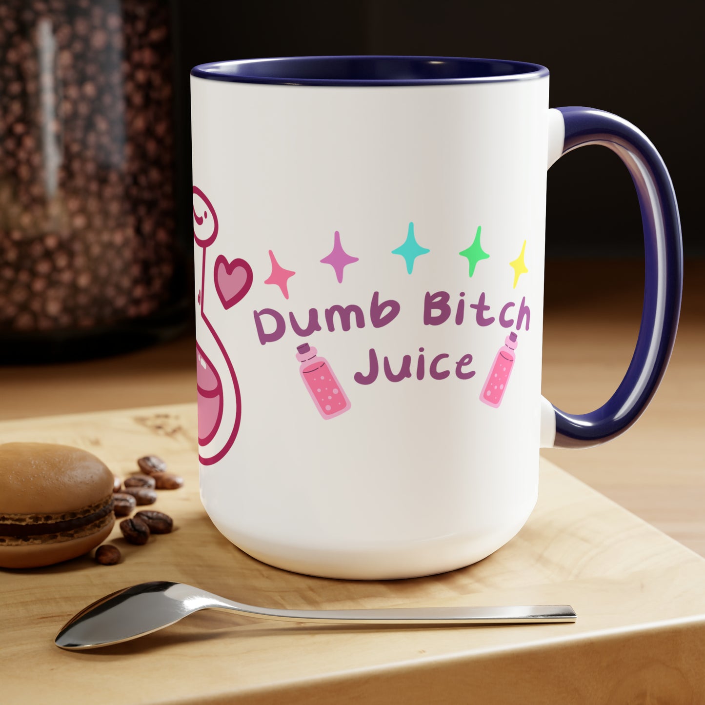 Dumb Bitch Juice Two-Tone Coffee Mugs, 15oz