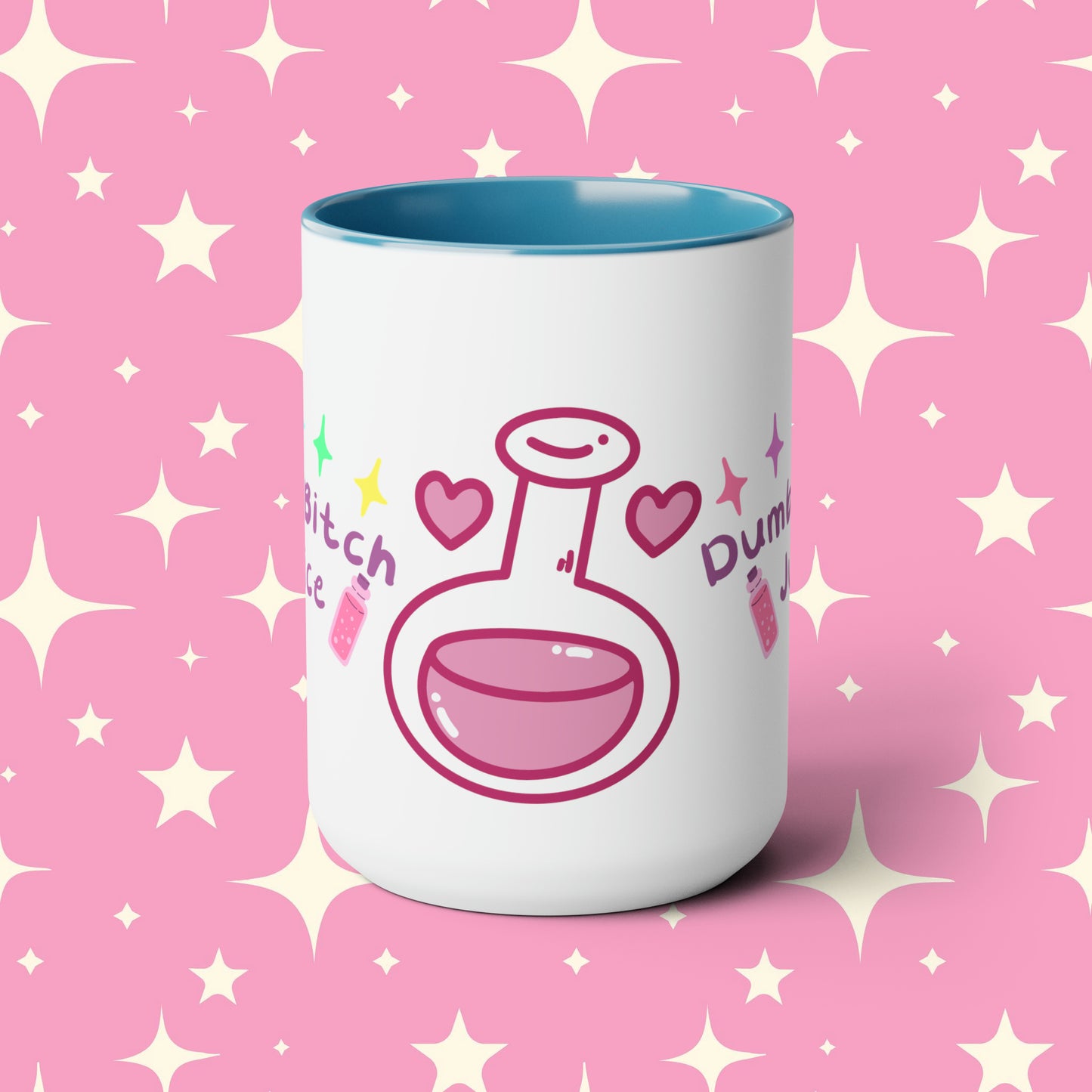 Dumb Bitch Juice Two-Tone Coffee Mugs, 15oz