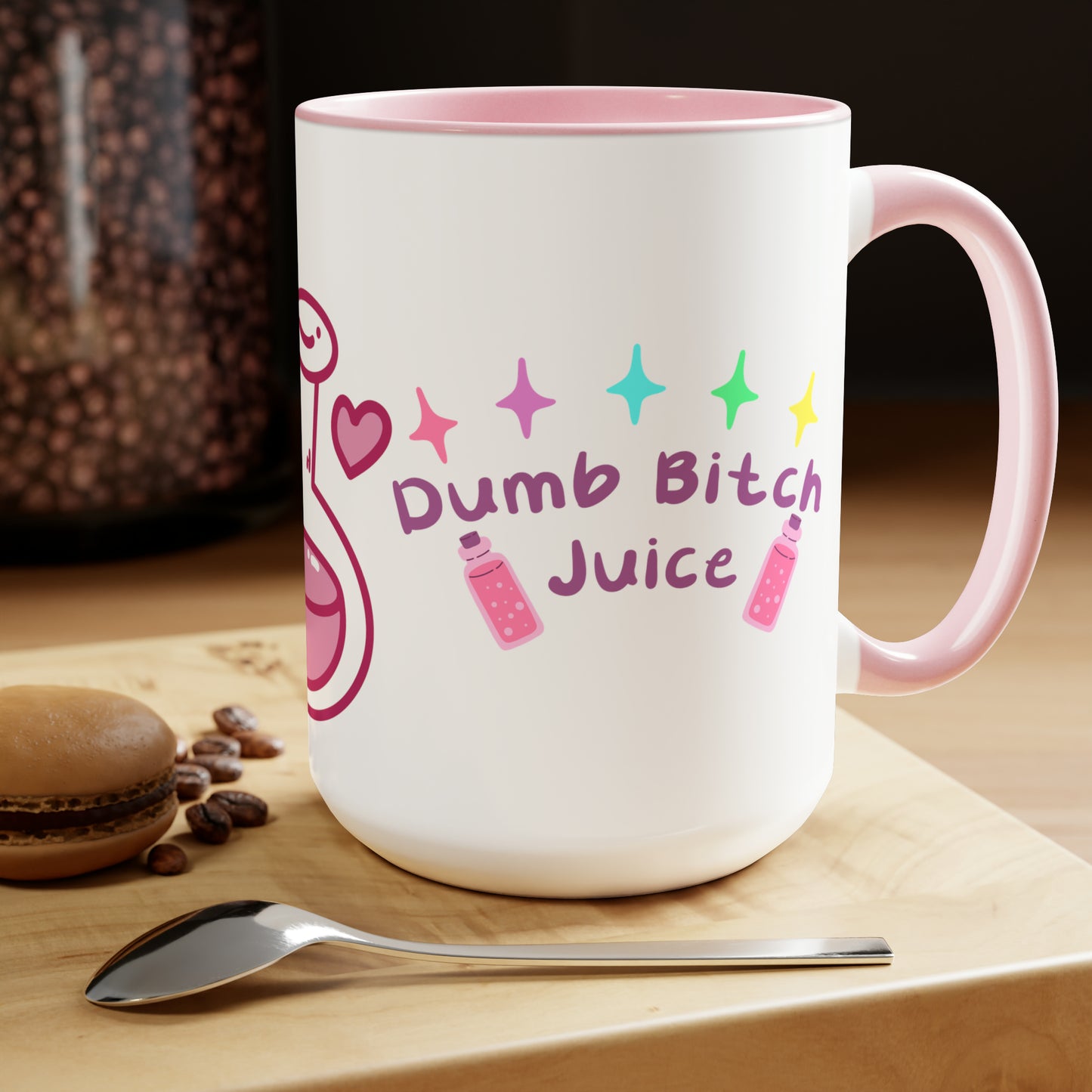 Dumb Bitch Juice Two-Tone Coffee Mugs, 15oz