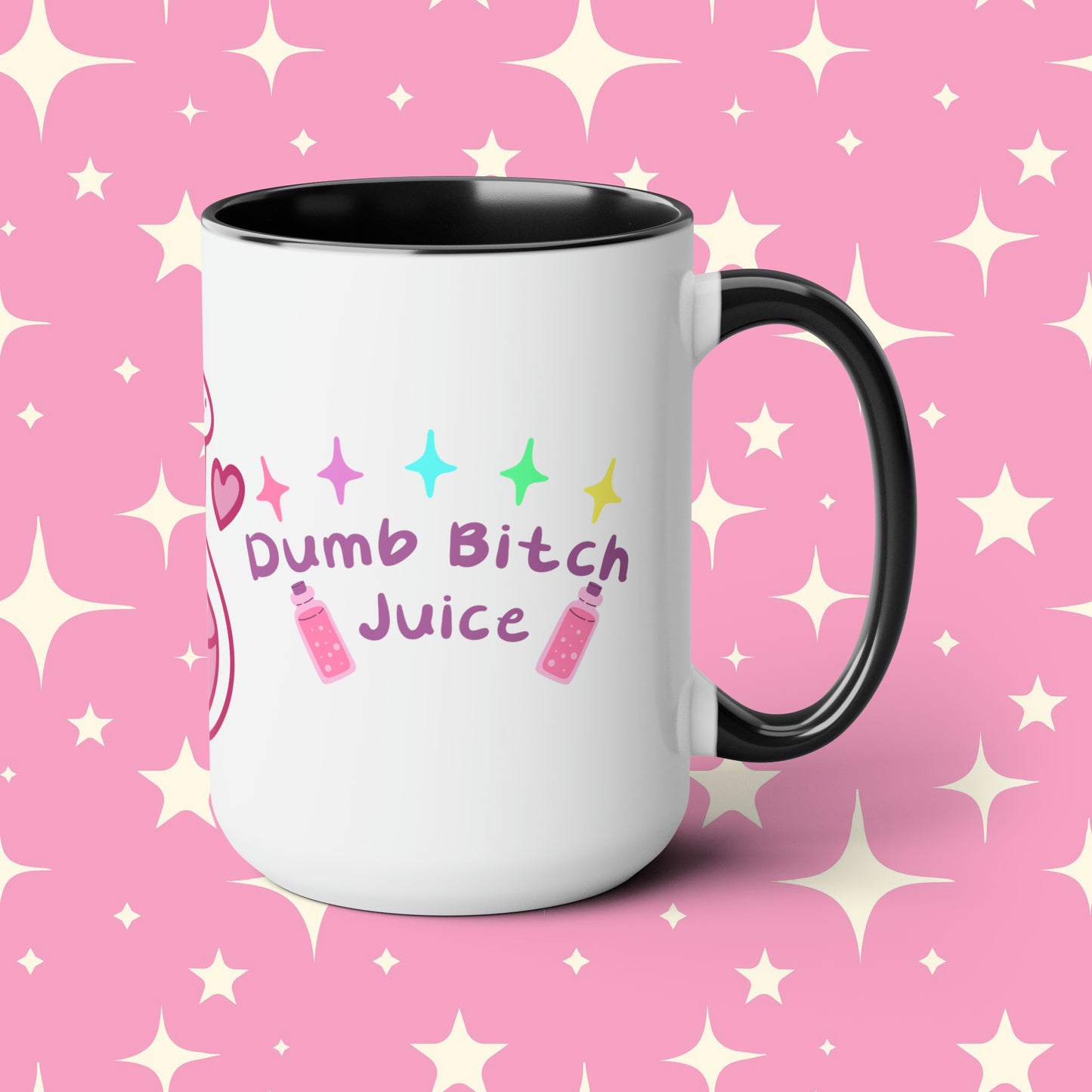 Dumb Bitch Juice Two-Tone Coffee Mugs, 15oz