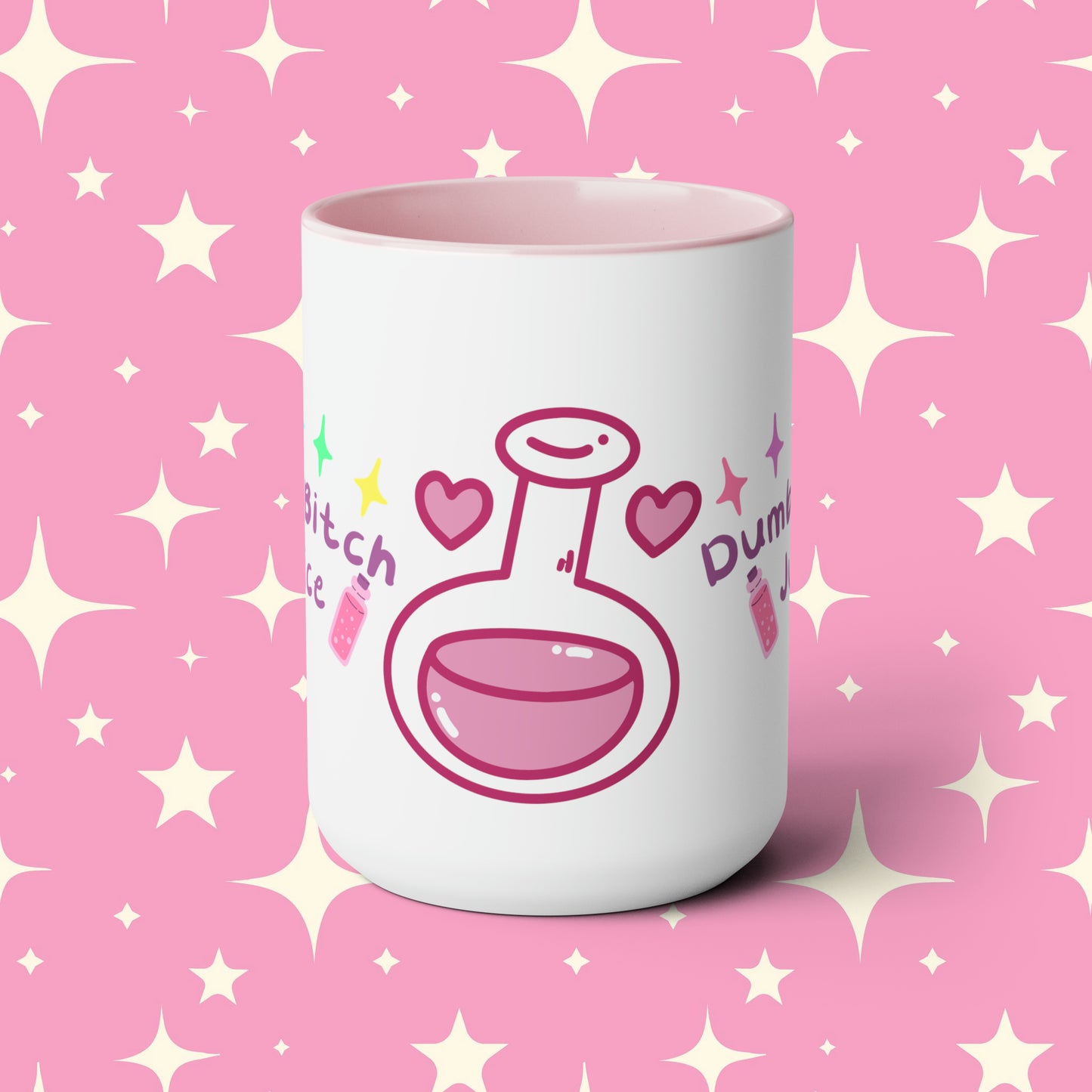 Dumb Bitch Juice Two-Tone Coffee Mugs, 15oz