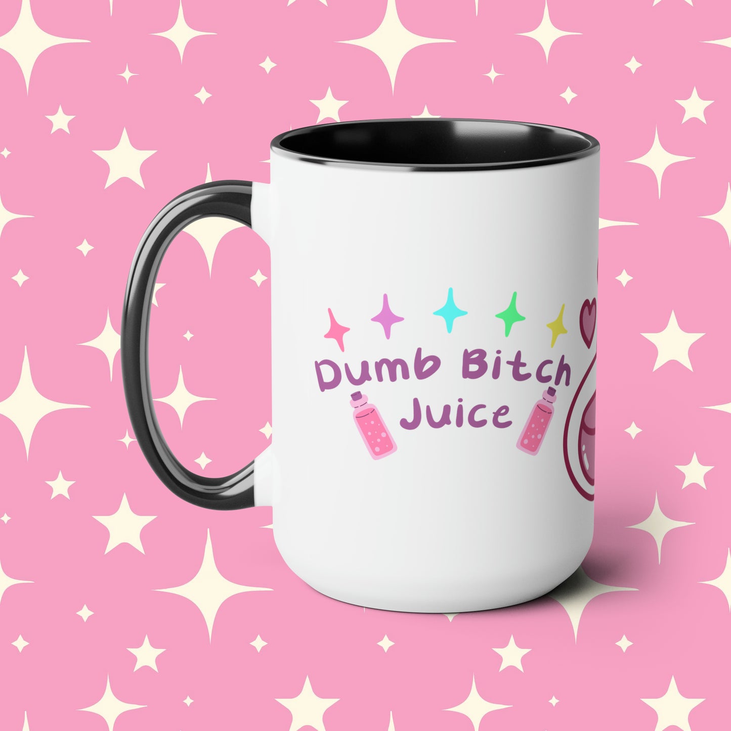 Dumb Bitch Juice Two-Tone Coffee Mugs, 15oz