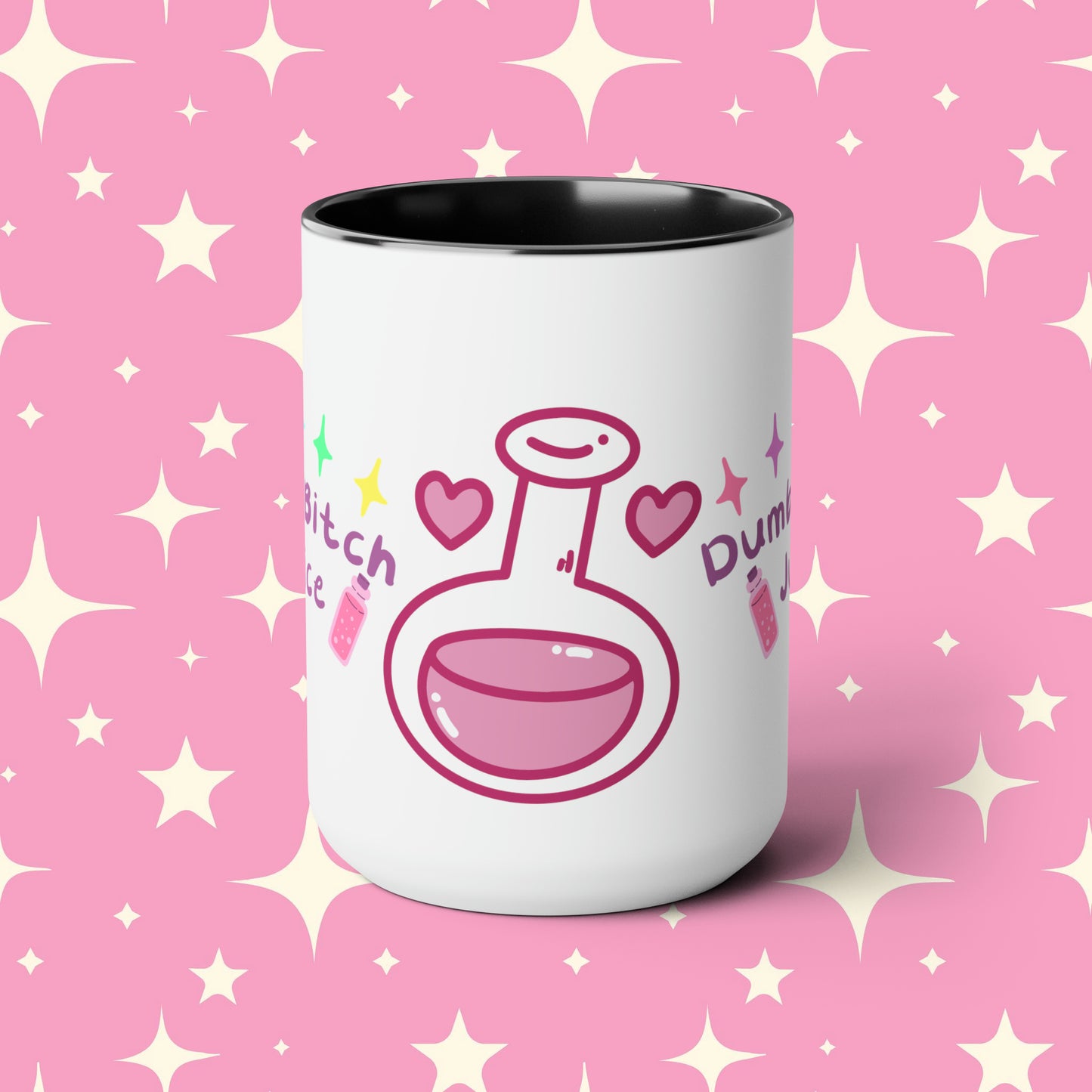 Dumb Bitch Juice Two-Tone Coffee Mugs, 15oz