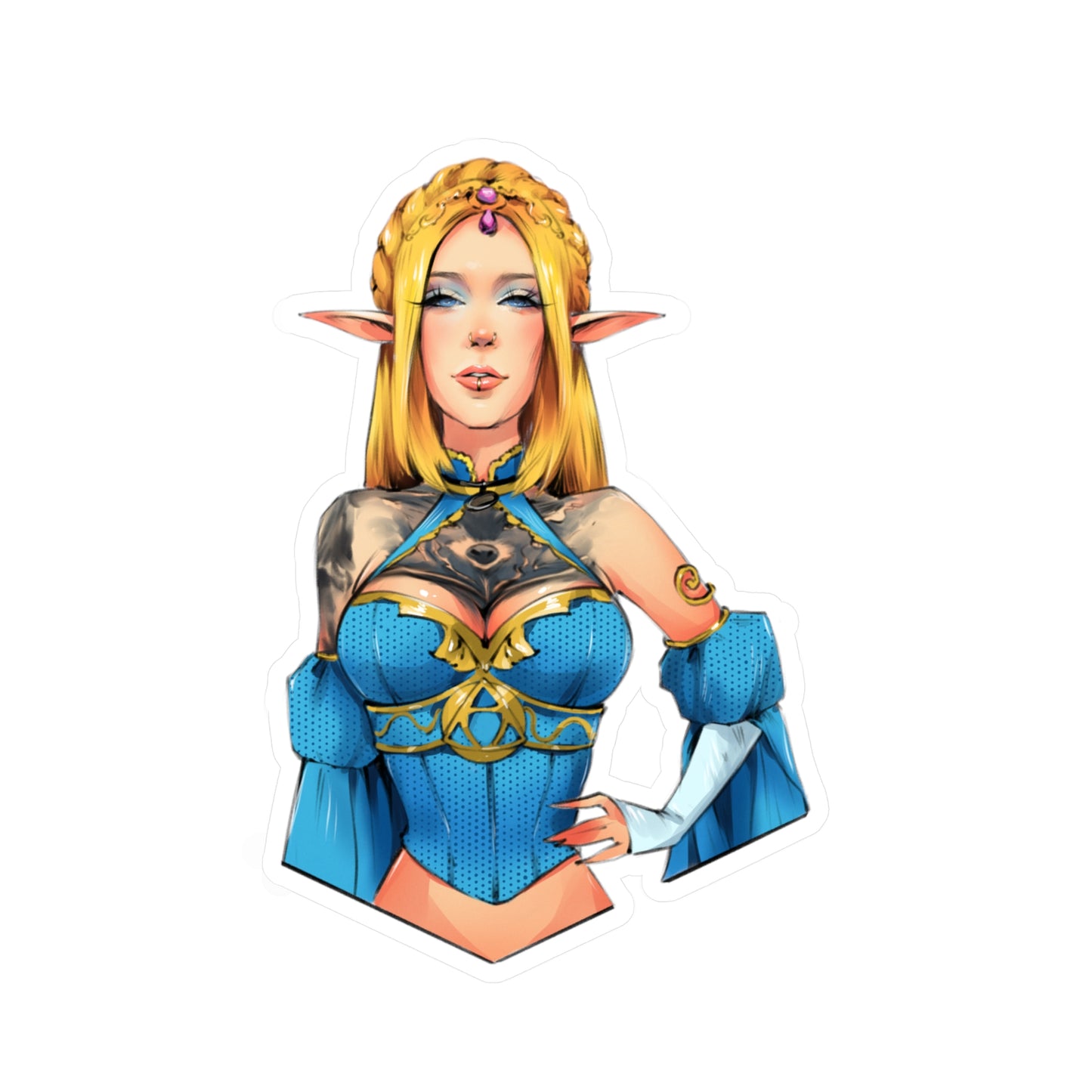 Elf Princess of Time Cosplay Kiss-Cut Vinyl Sticker — Fantasy Character Decal for Laptops, Water Bottles & Notebooks