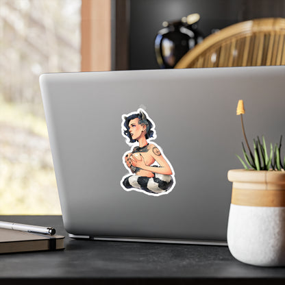Kiss-Cut Vinyl Decal — Cute Punk Raccoon-Girl Illustration Sticker