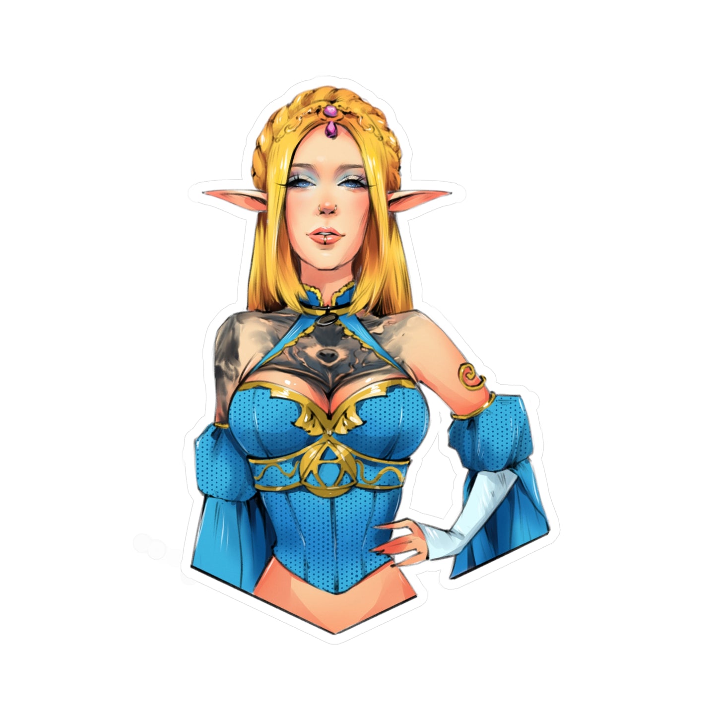 Elf Princess of Time Cosplay Kiss-Cut Vinyl Sticker — Fantasy Character Decal for Laptops, Water Bottles & Notebooks
