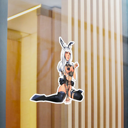 Pin-Up Bunny Vinyl Sticker — Sexy Anime Kiss-Cut Decal for Laptops, Water Bottles & Windows