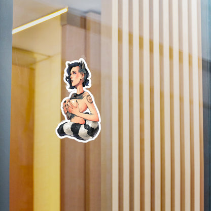 Kiss-Cut Vinyl Decal — Cute Punk Raccoon-Girl Illustration Sticker