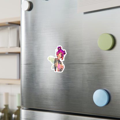 Fairy Pin-Up Kiss-Cut Vinyl Sticker — Pink-Haired Tattooed Fairy Decal