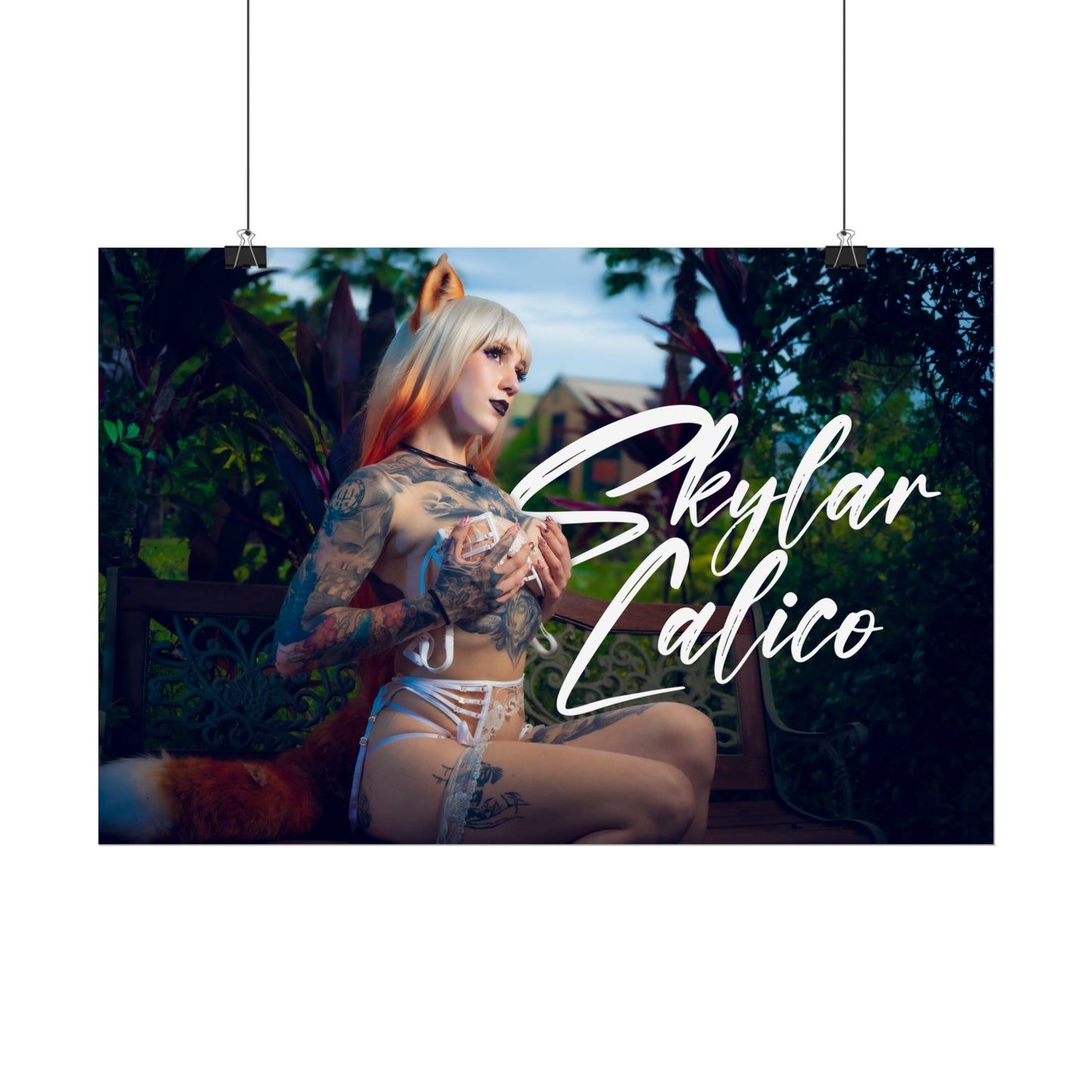 White Fox Horizontal Posters