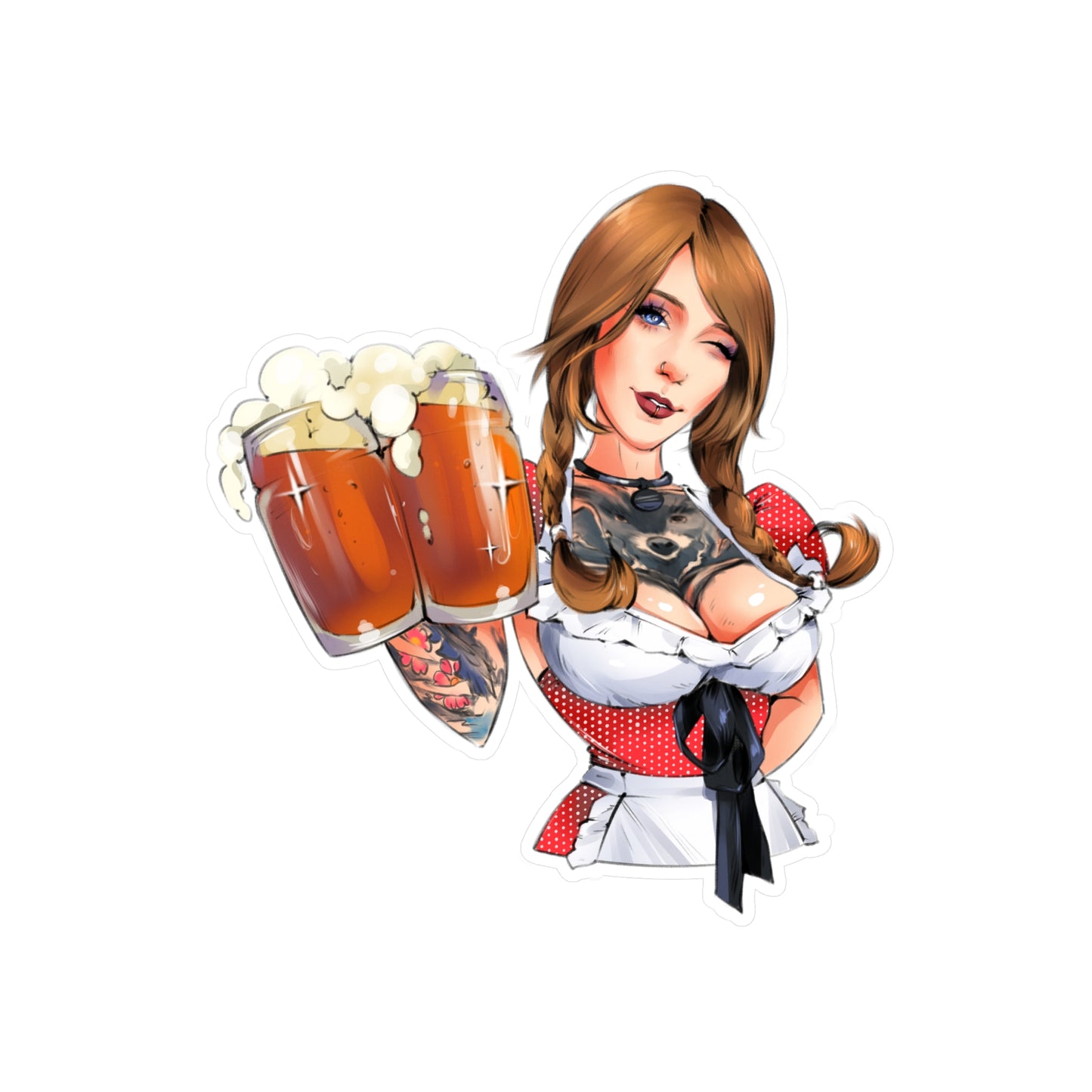 Oktoberfest Beer Girl Vinyl Sticker — Kiss-Cut Decal