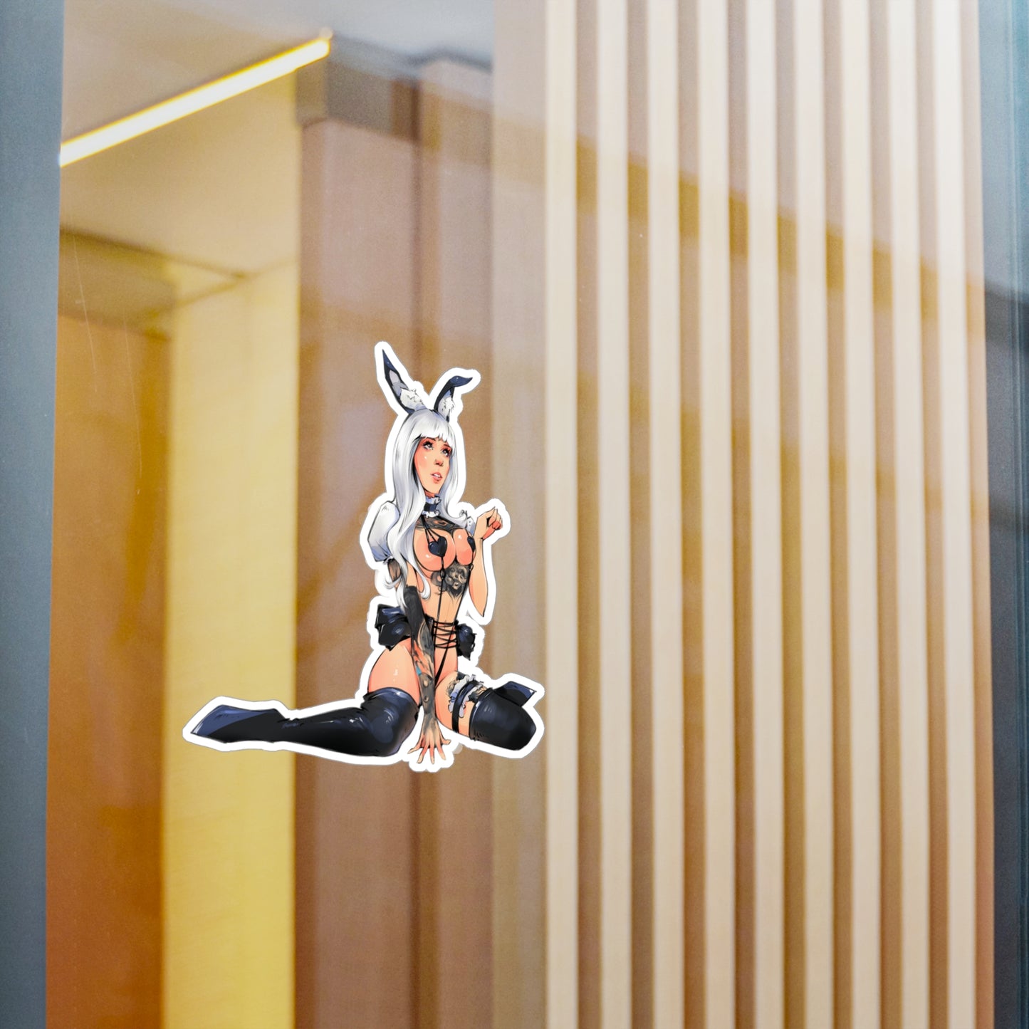 Pin-Up Bunny Vinyl Sticker — Sexy Anime Kiss-Cut Decal for Laptops, Water Bottles & Windows