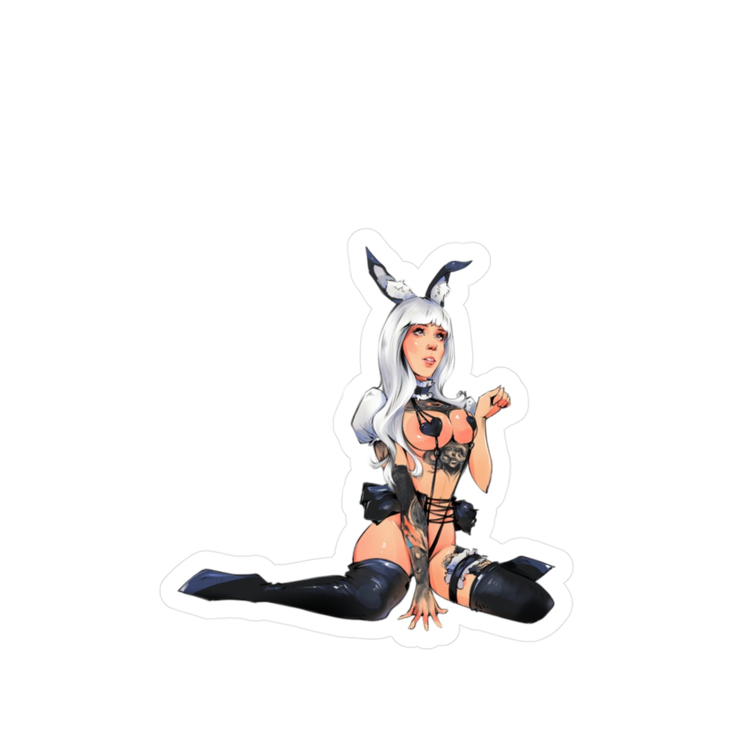 Pin-Up Bunny Vinyl Sticker — Sexy Anime Kiss-Cut Decal for Laptops, Water Bottles & Windows