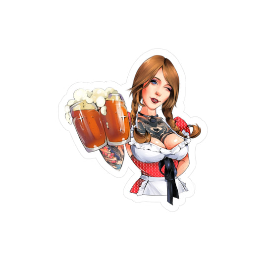 Oktoberfest Beer Girl Vinyl Sticker — Kiss-Cut Decal