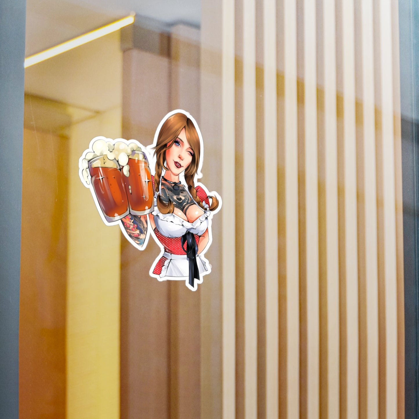 Oktoberfest Beer Girl Vinyl Sticker — Kiss-Cut Decal