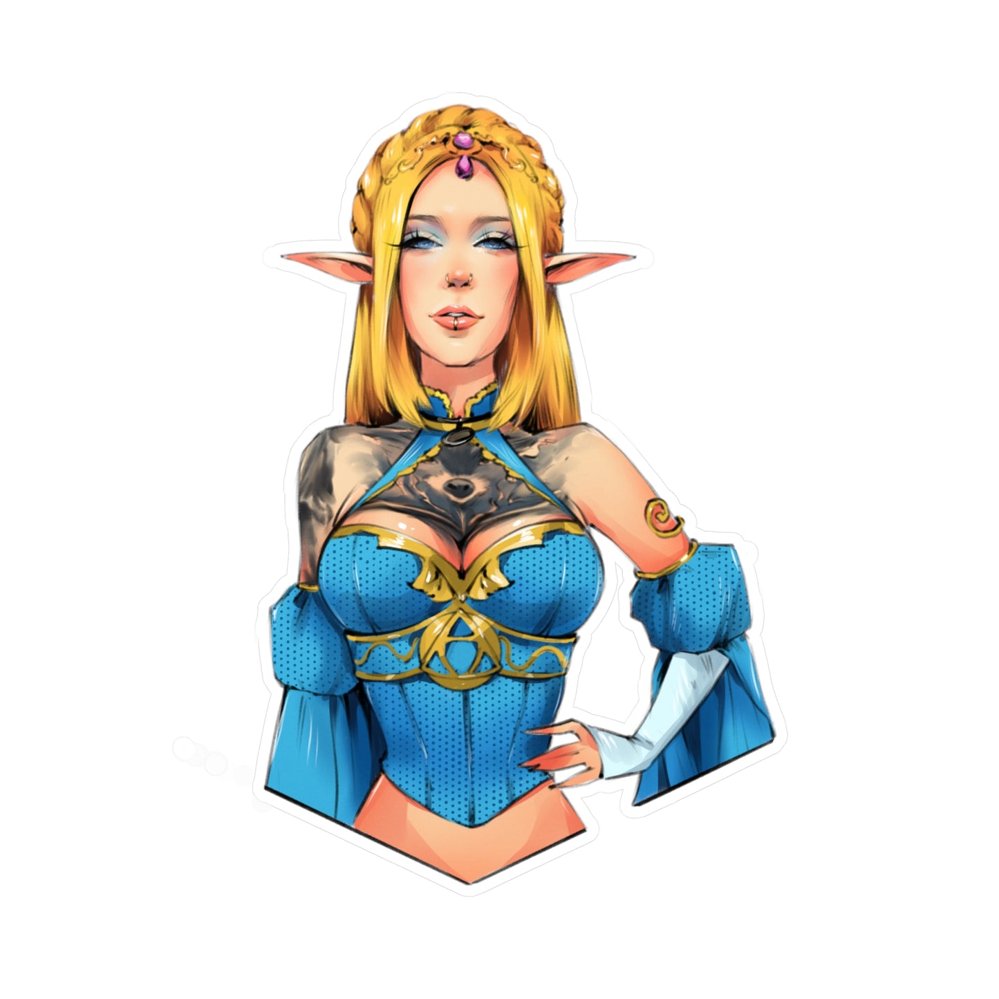 Elf Princess of Time Cosplay Kiss-Cut Vinyl Sticker — Fantasy Character Decal for Laptops, Water Bottles & Notebooks