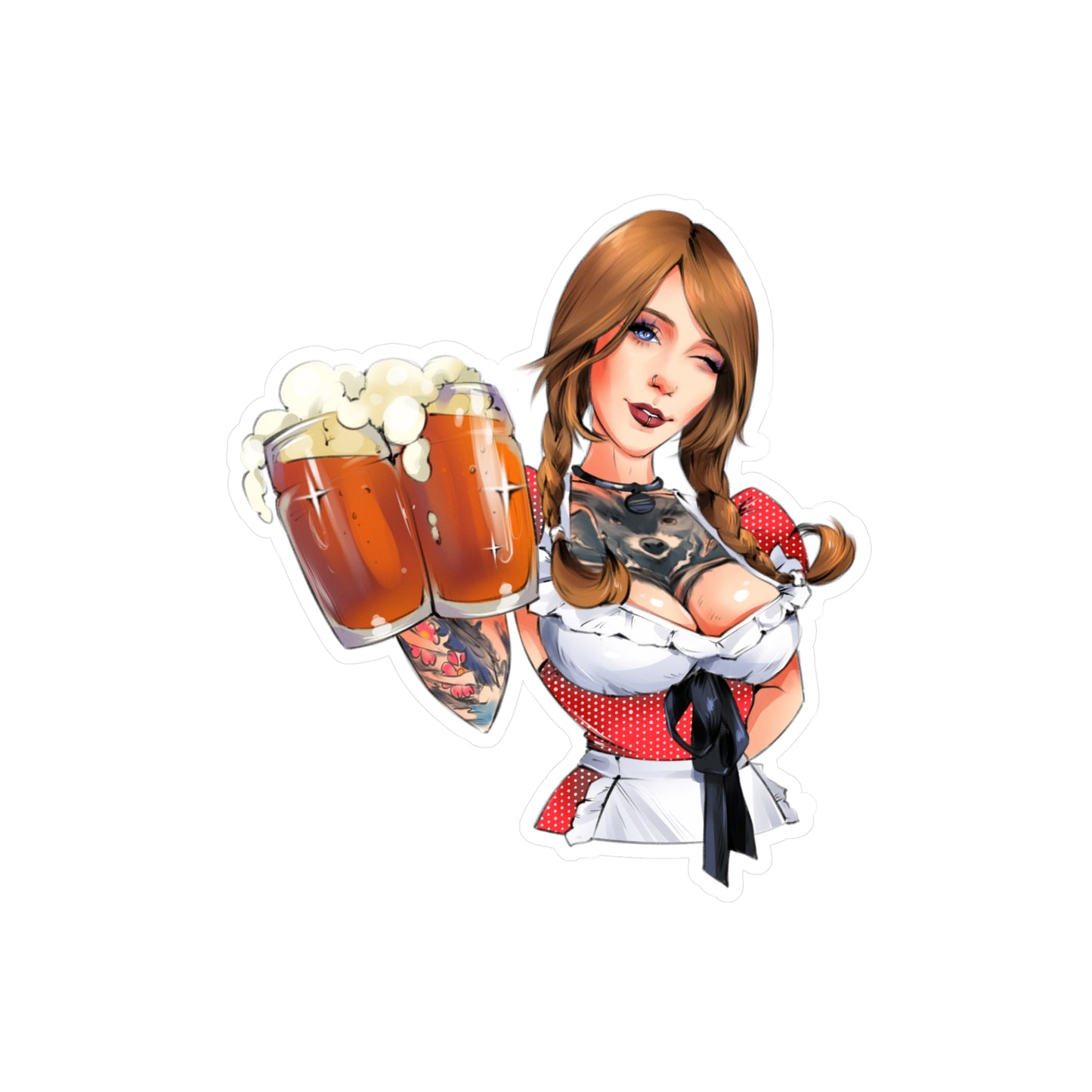 Oktoberfest Beer Girl Vinyl Sticker — Kiss-Cut Decal