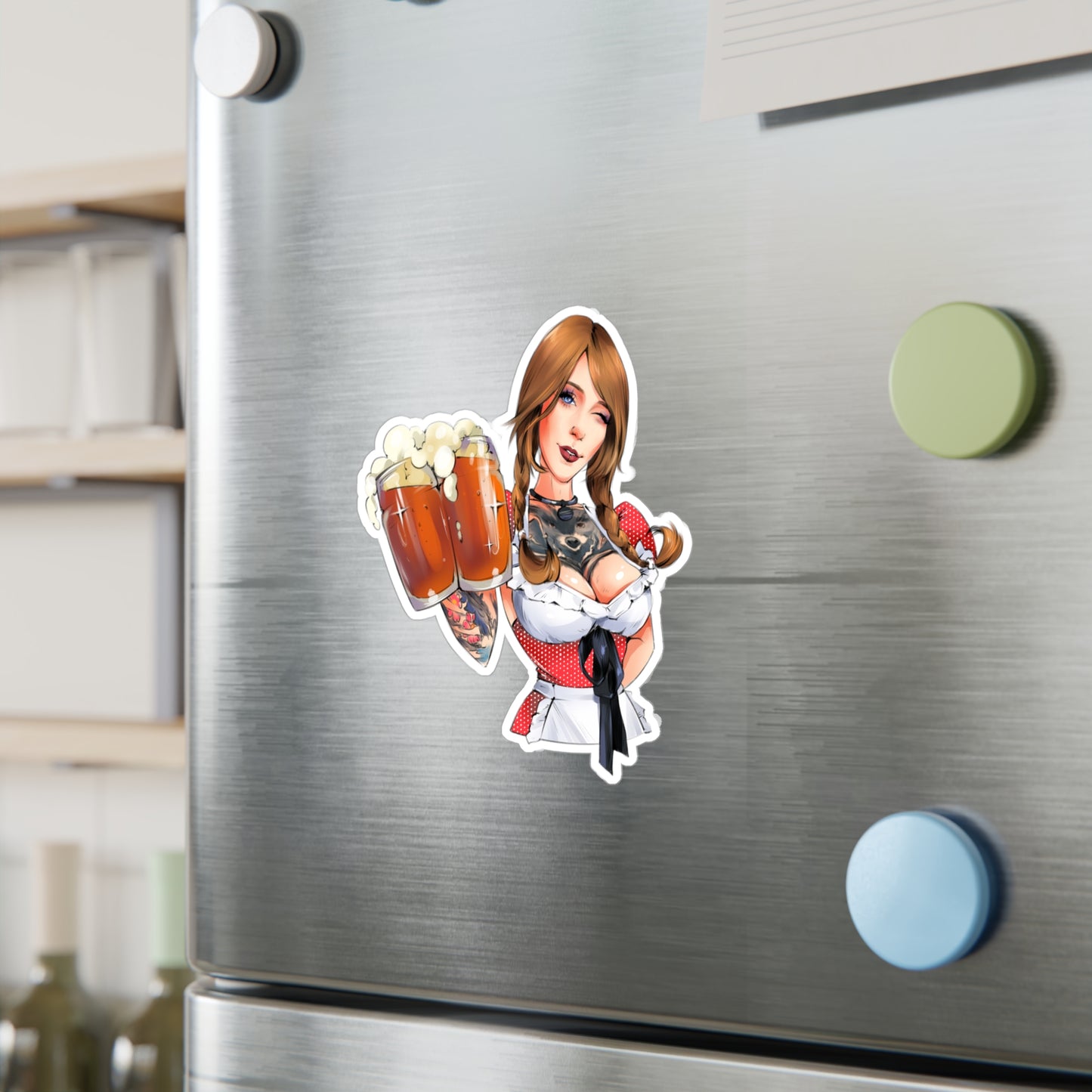 Oktoberfest Beer Girl Vinyl Sticker — Kiss-Cut Decal