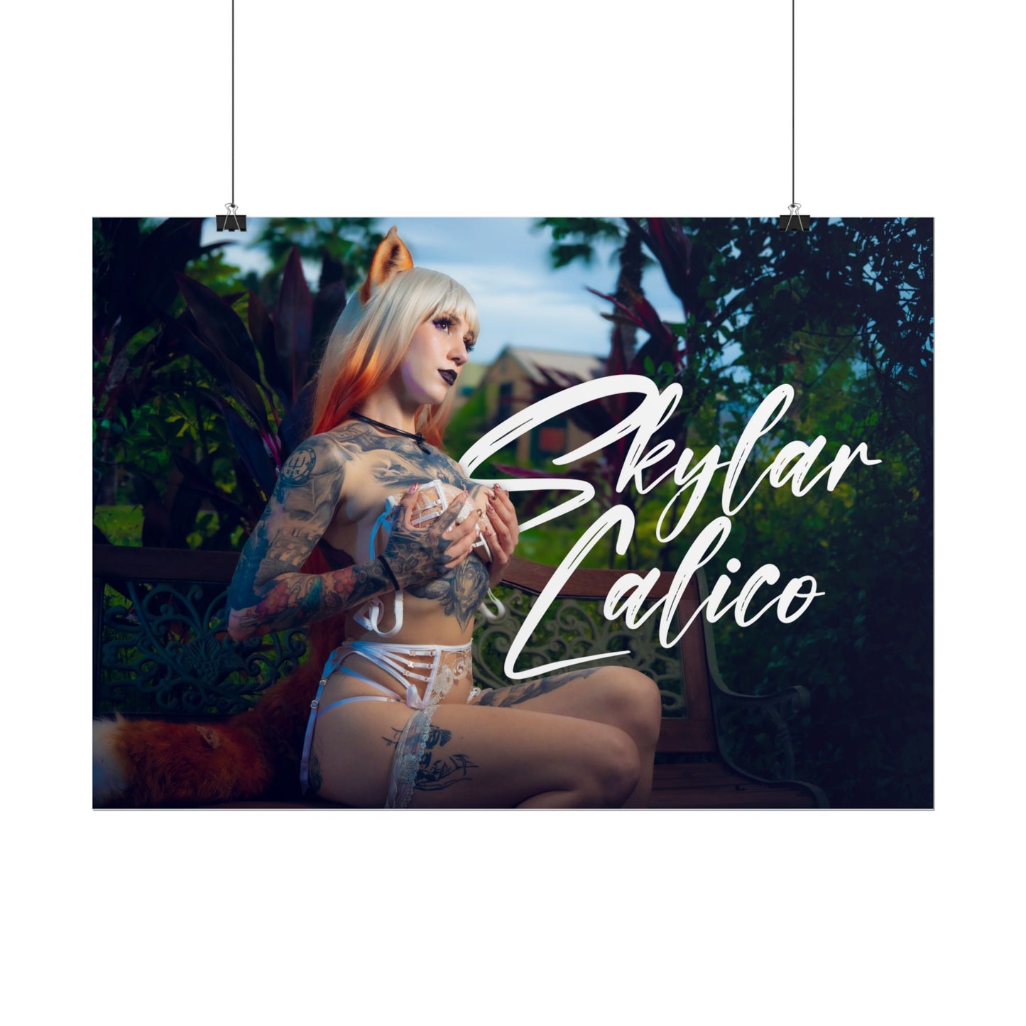 White Fox Horizontal Posters