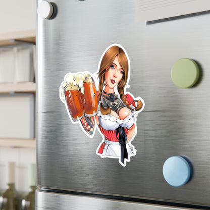 Oktoberfest Beer Girl Vinyl Sticker — Kiss-Cut Decal