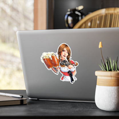 Oktoberfest Beer Girl Vinyl Sticker — Kiss-Cut Decal