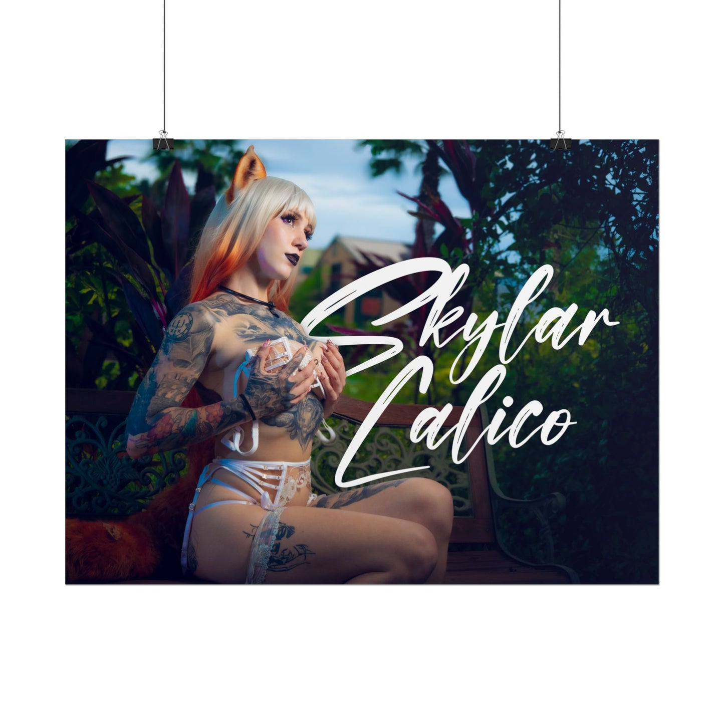 White Fox Horizontal Posters