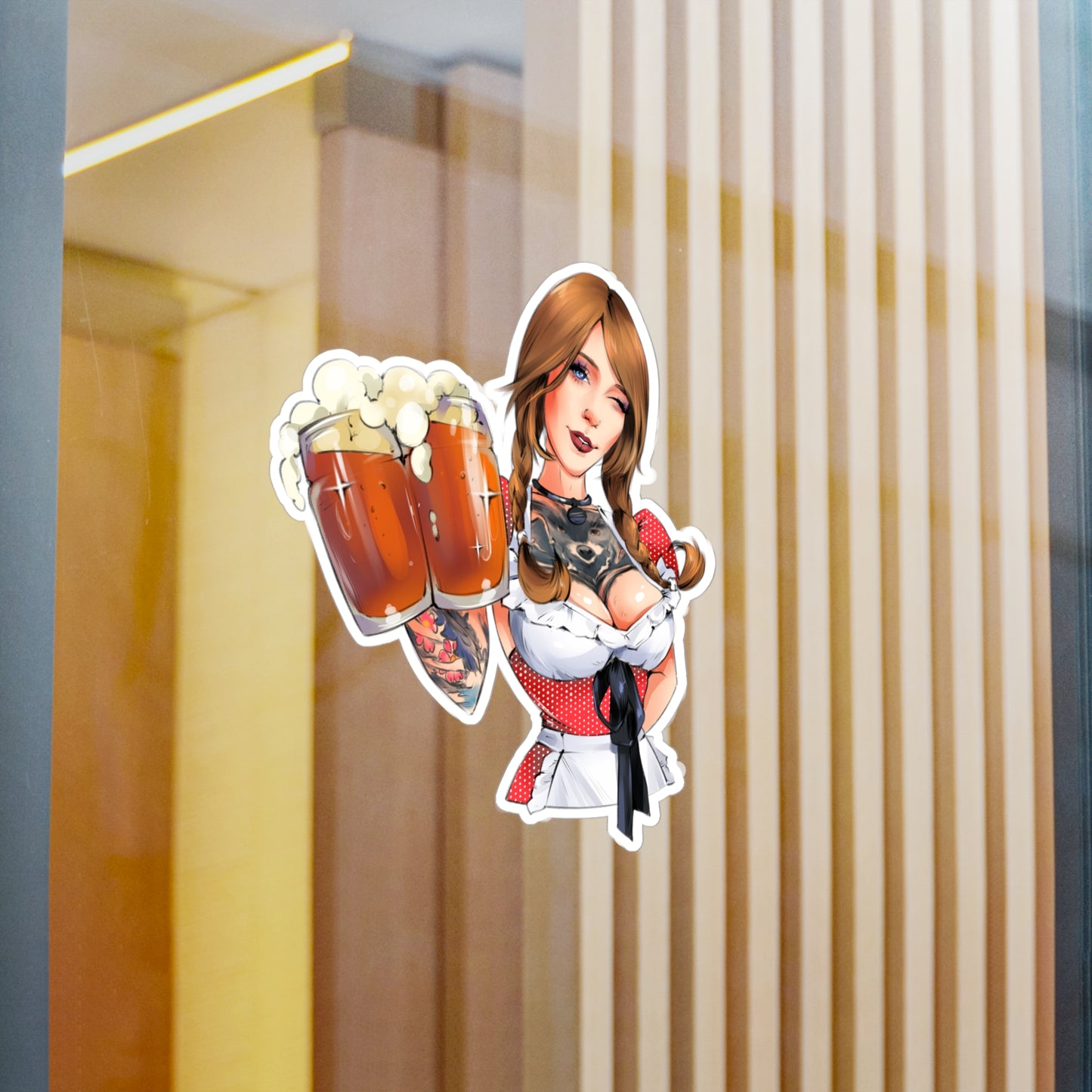 Oktoberfest Beer Girl Vinyl Sticker — Kiss-Cut Decal