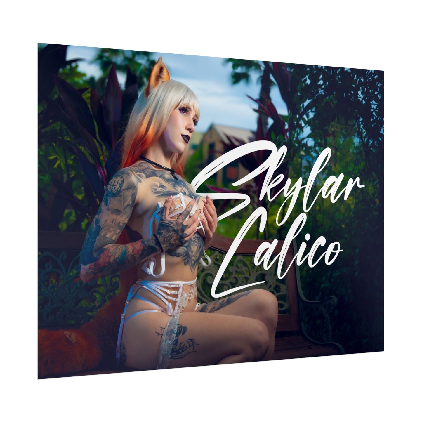 White Fox Horizontal Posters