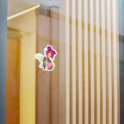 Fairy Pin-Up Kiss-Cut Vinyl Sticker — Pink-Haired Tattooed Fairy Decal