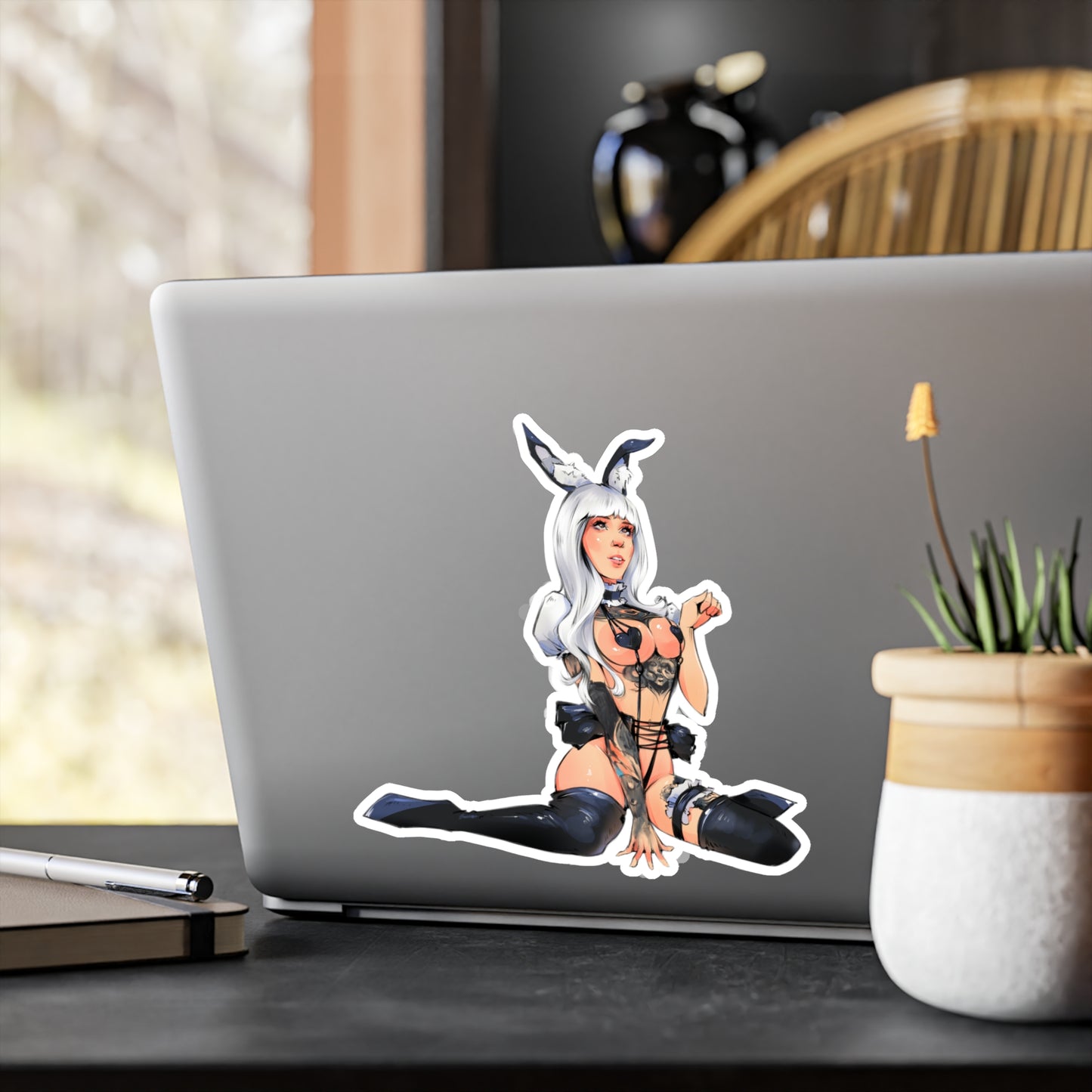 Pin-Up Bunny Vinyl Sticker — Sexy Anime Kiss-Cut Decal for Laptops, Water Bottles & Windows