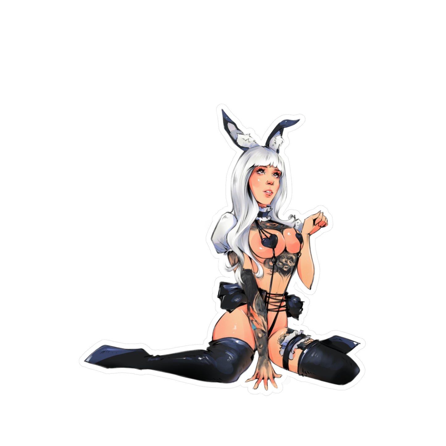 Pin-Up Bunny Vinyl Sticker — Sexy Anime Kiss-Cut Decal for Laptops, Water Bottles & Windows