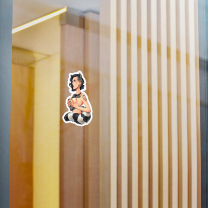 Kiss-Cut Vinyl Decal — Cute Punk Raccoon-Girl Illustration Sticker